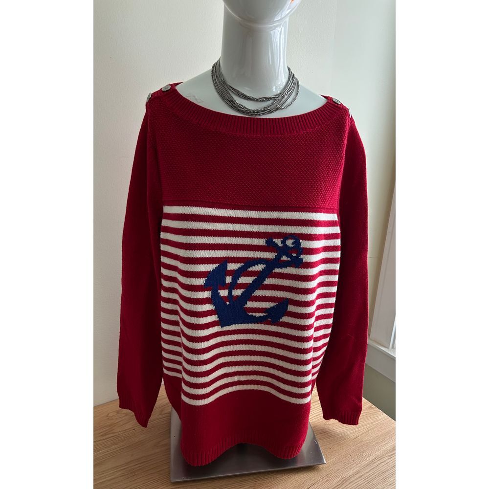 Talbots Red and White Striped Sweater